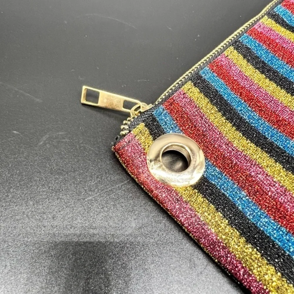 Shimmery striped clutch or makeup bag